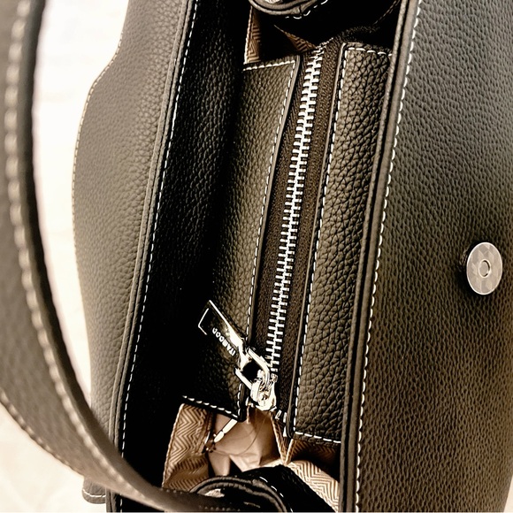 Black Leather Top Handle Crossbody Bag - Picture 3 of 10